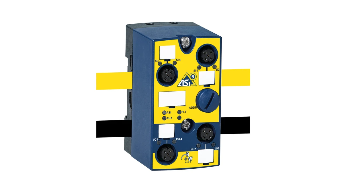 Bihl+Wiedemann BWU4393 dörd M12 yuvalı ASi-5 Safety IP67 giriş modulunun rəsmi məhsul görüntüsü