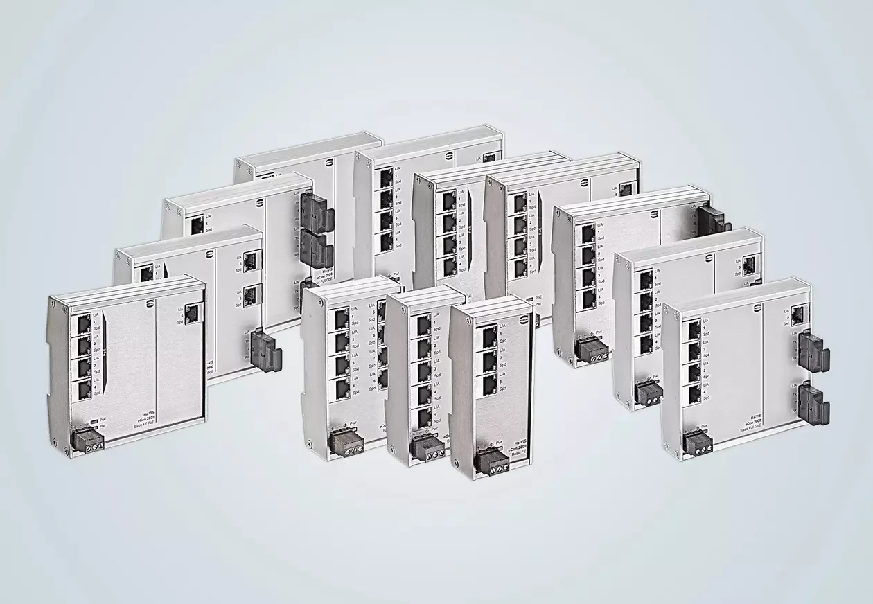HARTING Ha-VIS eCon 2000 yastı gövdəli sənaye Ethernet kommutatorları ailəsi
