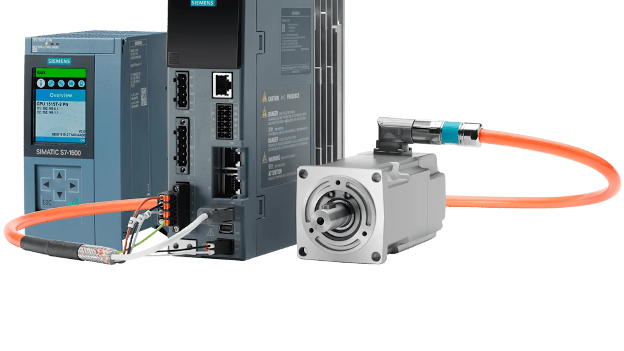 SIMATIC kontrolleri, SINAMICS S210 servo sürücüsü və SIMOTICS mühərrikini ehtiva edən Siemens-in rəsmi sistem görünüşü