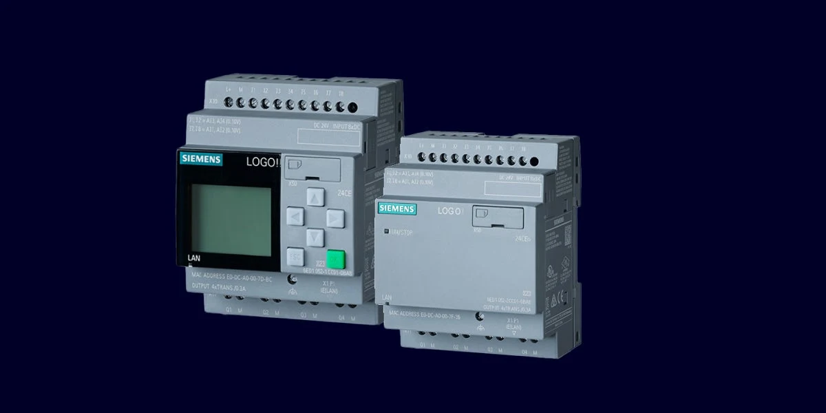 Siemens LOGO! 9 ekranlı və ekransız əsas modullarının rəsmi məhsul görünüşü