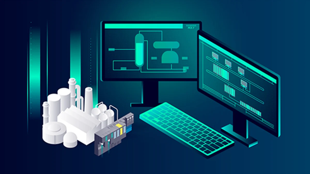 SIMATIC PCS 7 proses idarəetmə sistemini təmsil edən operator və müəssisə vizuallaşdırması